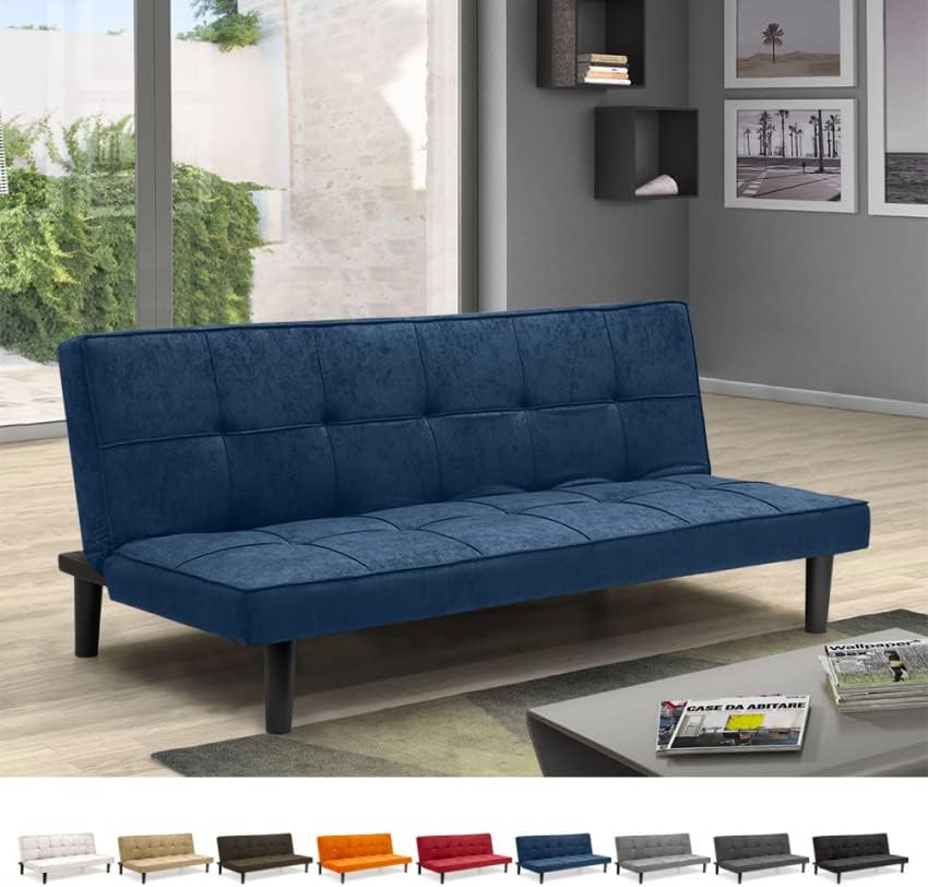 Produce Shop Divano letto, 2 posti, 179 × 91 × 76 cm, Blu, tessuto, per ufficio