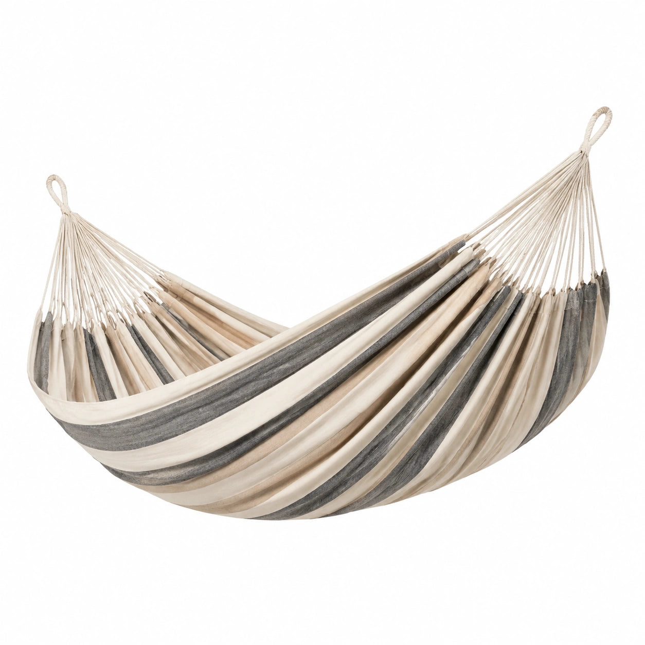 Amaca in Cotone a Strisce Beige e Grigie 200x150 cm