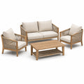 Set salotto da giardino in legno e corda beige
