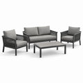 Set salotto da giardino in metallo e tessuto grigio