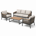 Set da giardino in alluminio e corda con divano e poltrone beige