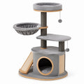 Albero Tiragraffi in MDF e Peluche Grigio per Gatti