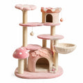 Tiragraffi per Gatti in Sisal e Peluche Rosa con Casetta