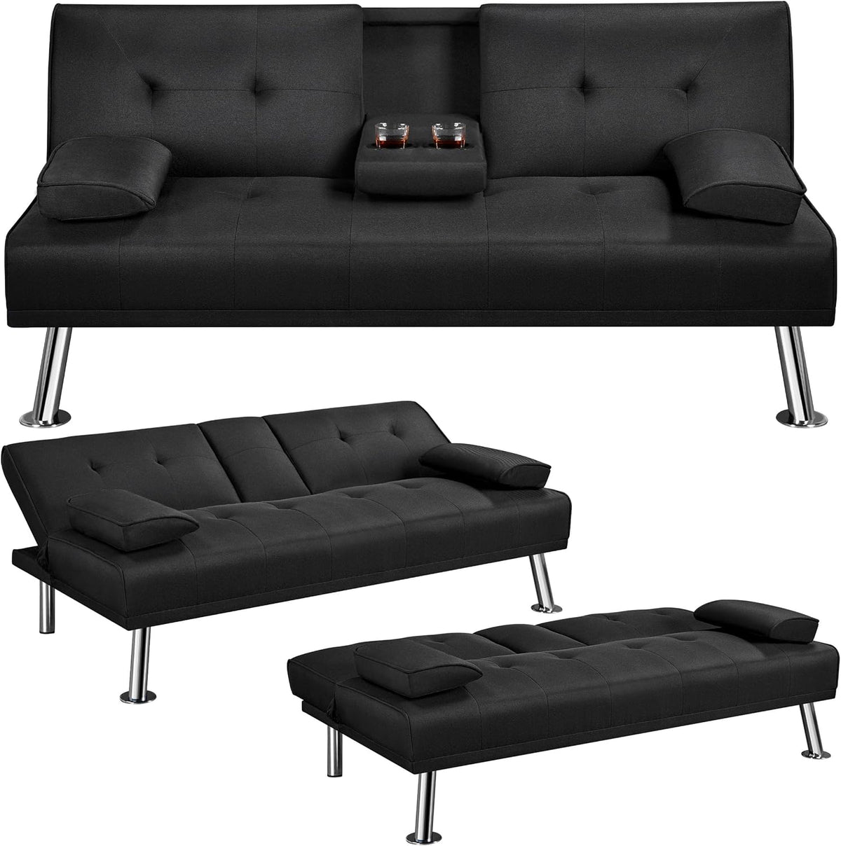 Divano Yaheetech, 3 in 1, 167 × 94 cm, metallo, tessuto, trasformabile, regolabile, pieghevole, per soggiorno