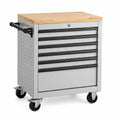 Carrello portautensili in acciaio inox con piano in legno di bambù