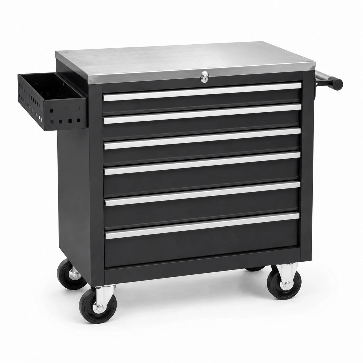 Carrello portautensili in acciaio nero con 7 cassetti