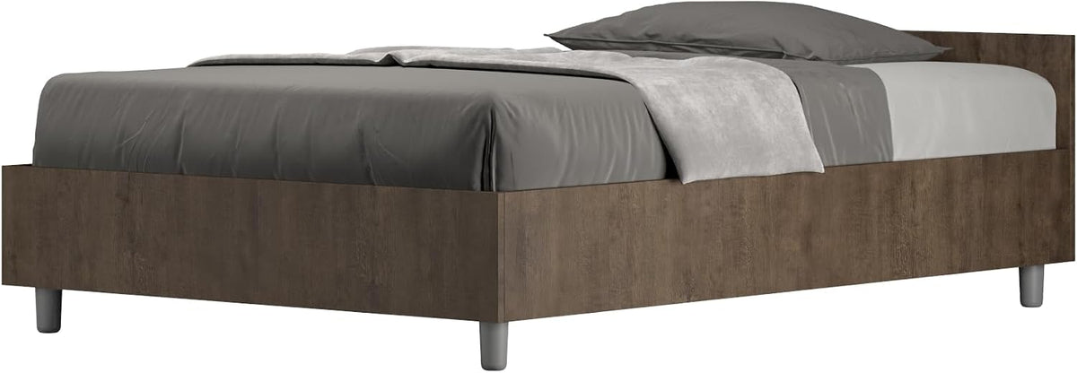 Letto ITYHOME, una piazza e mezza, Noce, 120 × 190 cm, legno, per camera da letto