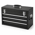 Cassettiera porta attrezzi in metallo nero con 3 cassetti