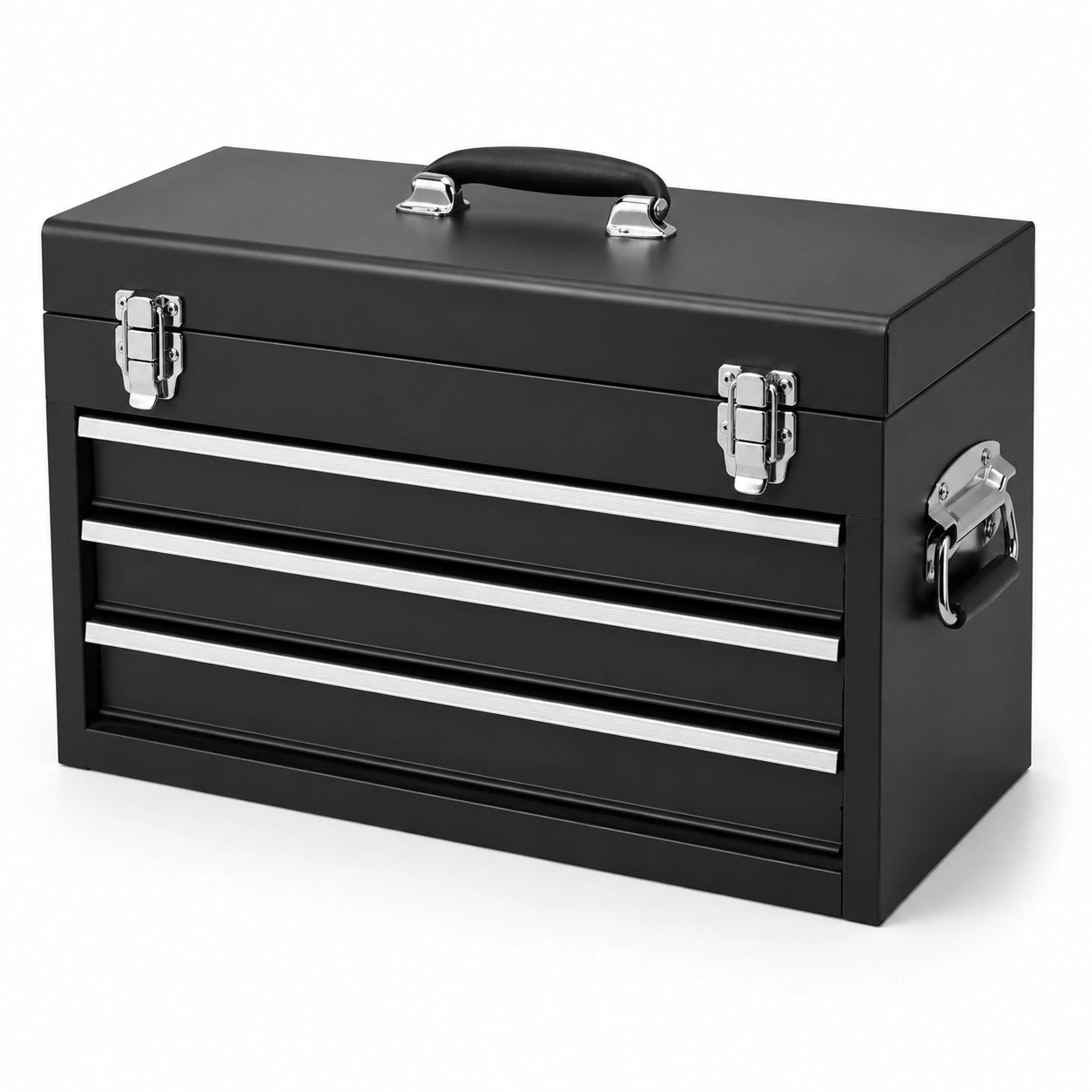 Cassettiera porta attrezzi in metallo nero con 3 cassetti