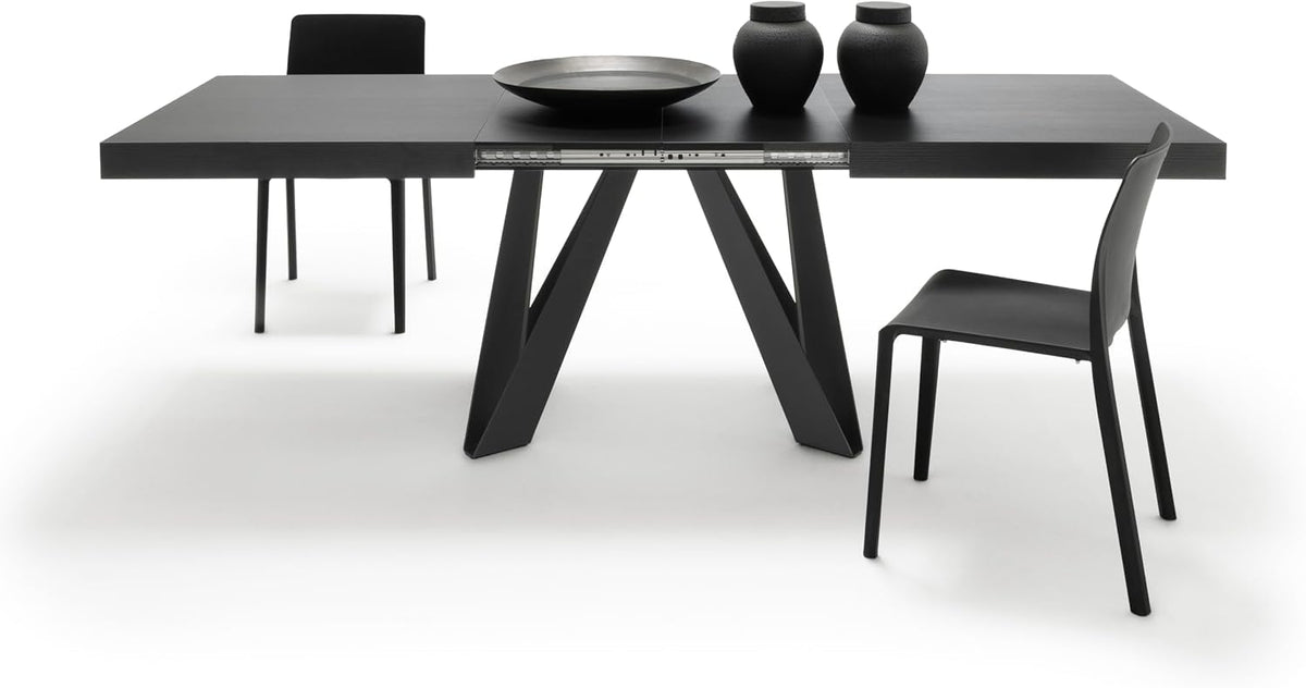 Tavolo allungabile Mobili Fiver, Nero, per sala da pranzo e cucina, per 6-10 persone