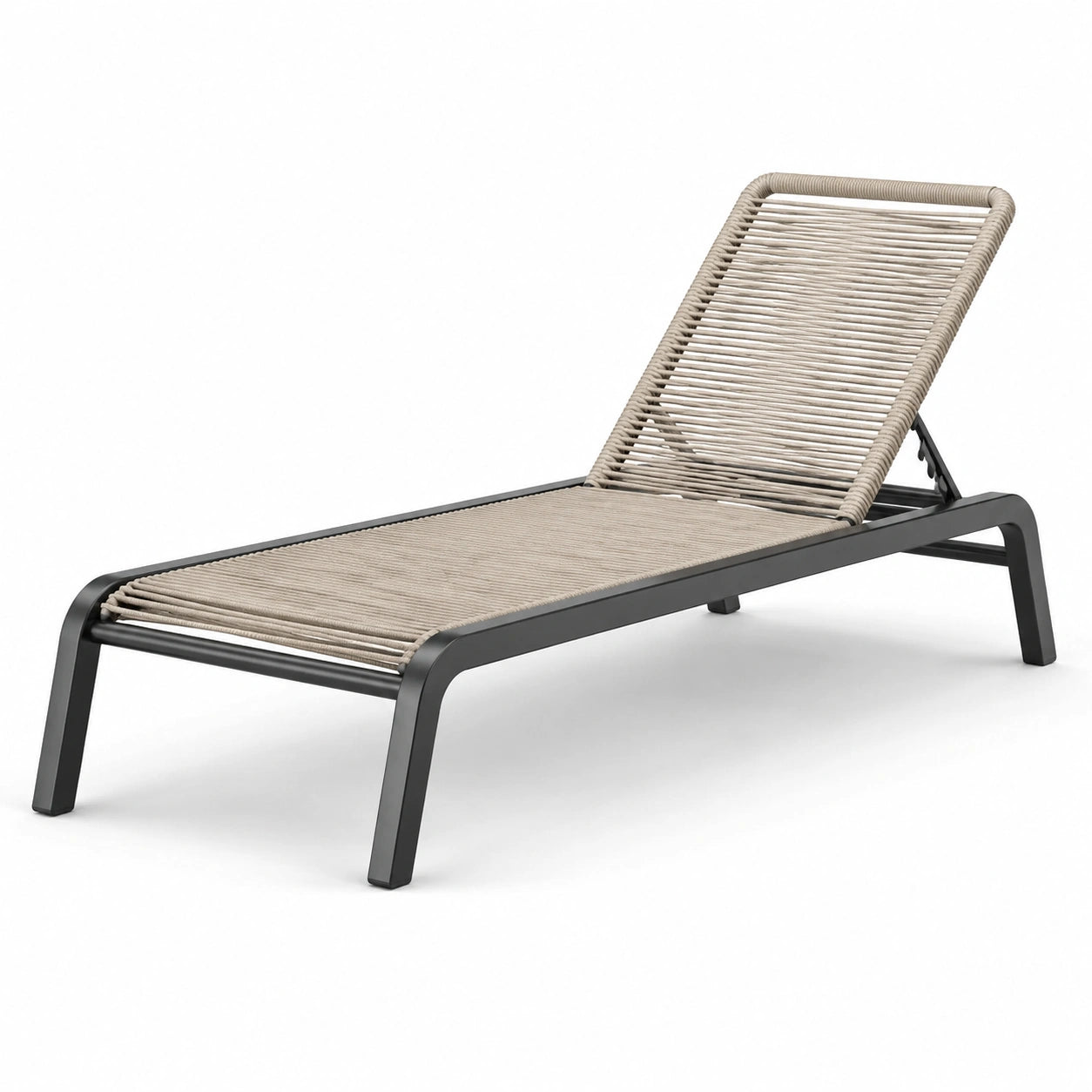 Lettino Prendisole in Alluminio e Corda Sintetica Beige
