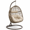 Sedia sospesa in rattan sintetico con cuscino beige