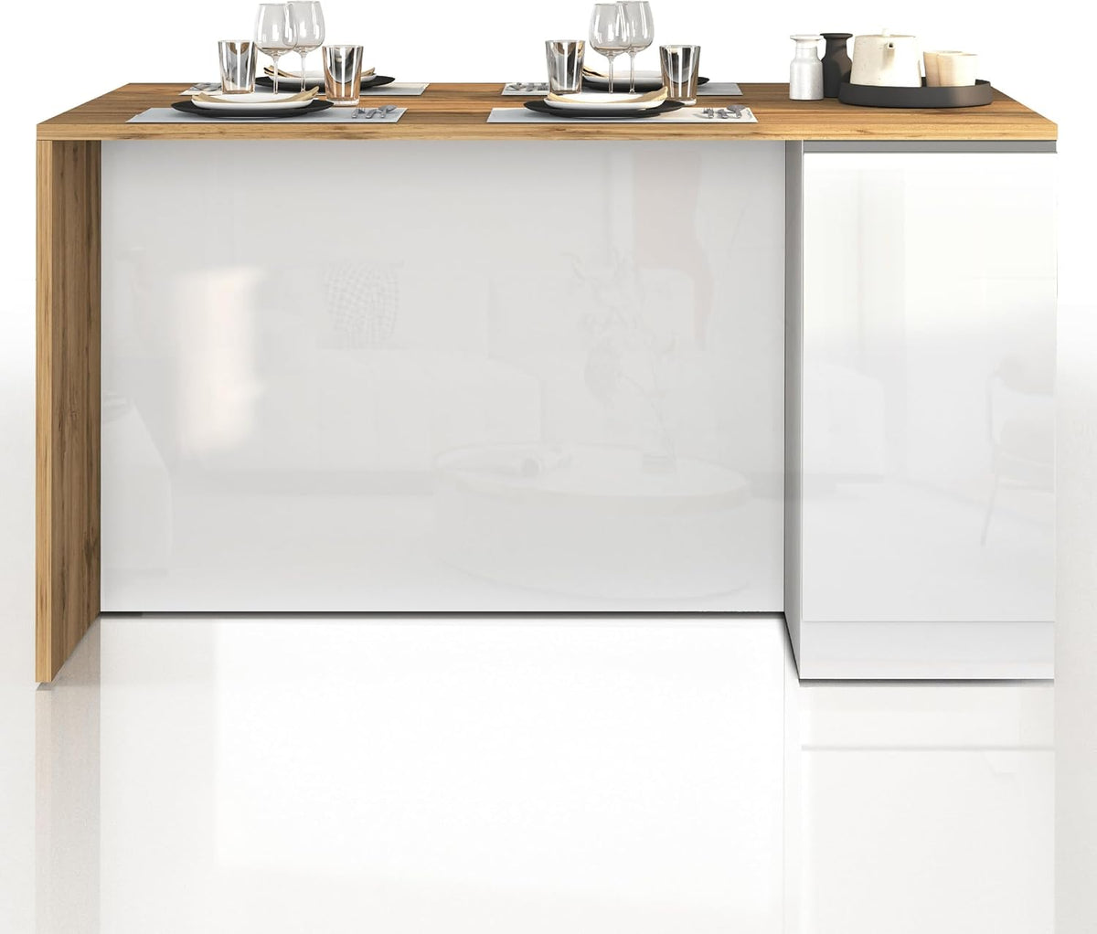 Isola da cucina WHOUS, 2 ante, 160 × 90 × 90 cm, Rovere, per sala da pranzo e cucina