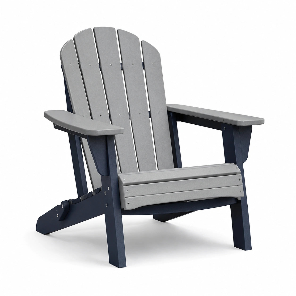 Sedia Adirondack da Giardino in Plastica Riciclata Grigio e Blu 80x75x90 cm