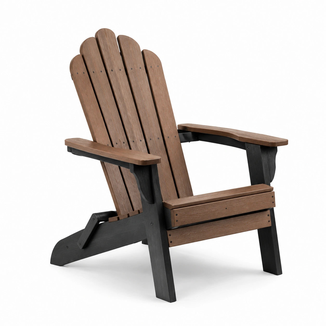 Sedia Adirondack in legno e metallo marrone e nero per esterni