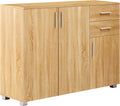 Credenza Brigros, 3 ante, 2 cassetti, 120 × 35 × 85,5 cm, legno, Rovere, per soggiorno e sala da pranzo