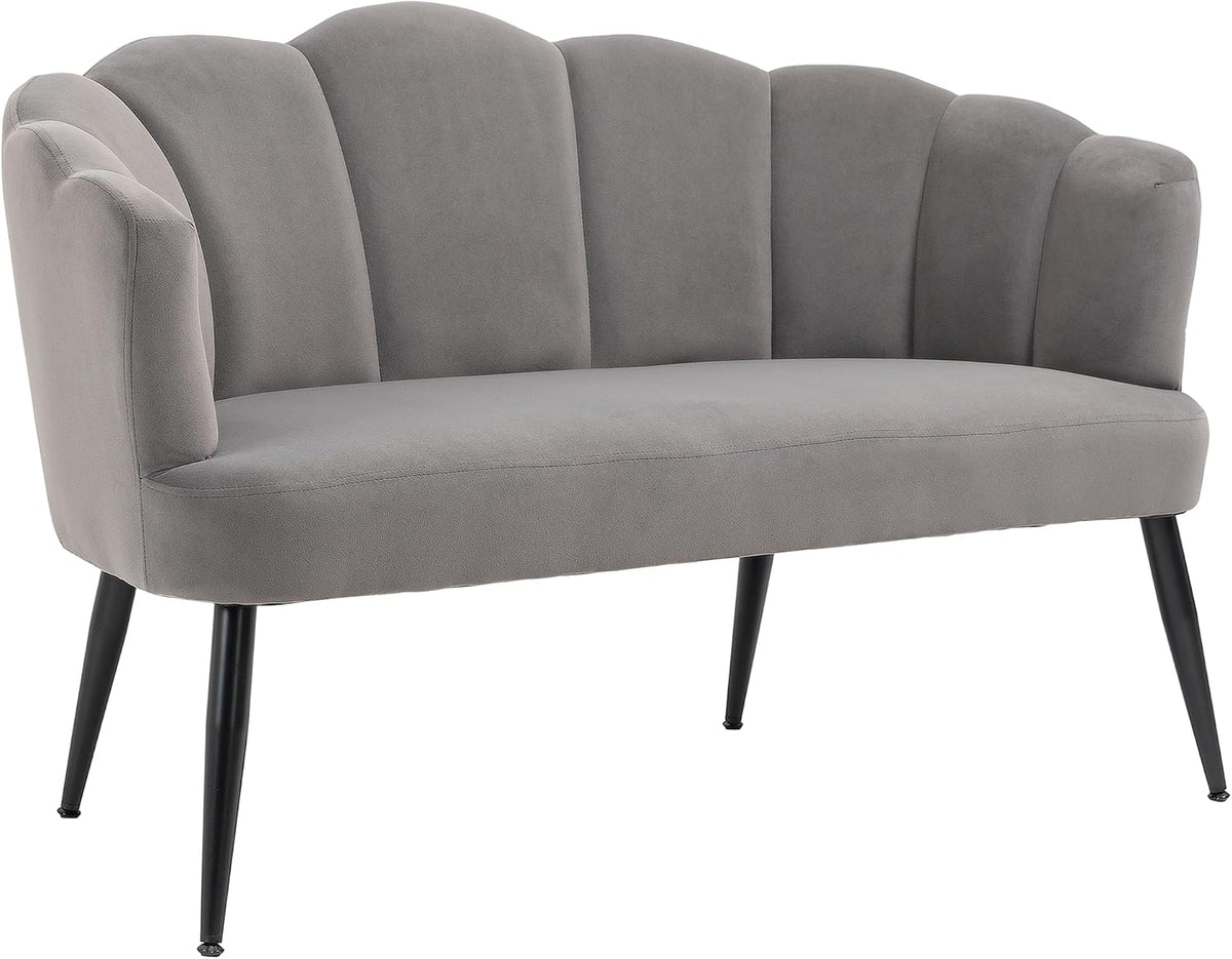 HOMCOM Divano, 2 posti, Grigio, 132 × 66 × 80cm, velluto, per soggiorno