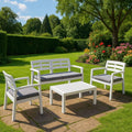 Set di divani Dmora, 2 poltrone, Bianco, plastica, con cuscini, per giardino e terrazzo