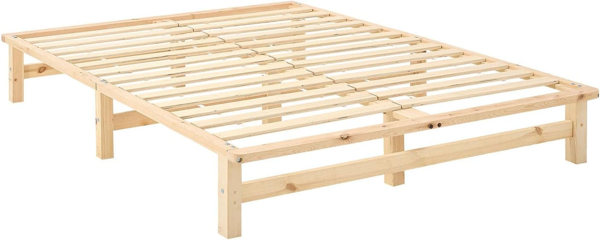 Struttura letto Homestyle4u, 140 × 200 cm, Naturale, con rete a doghe, legno, per camera da letto