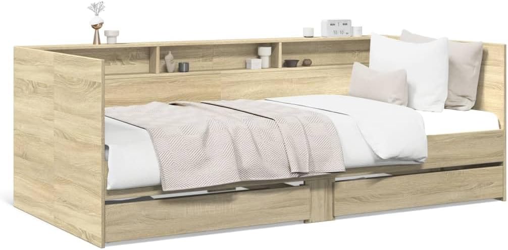 Divano letto Gecheer J3280855, singolo, matrimoniale, 90 × 190 cm, legno, Rovere, con funzione letto, per soggiorno