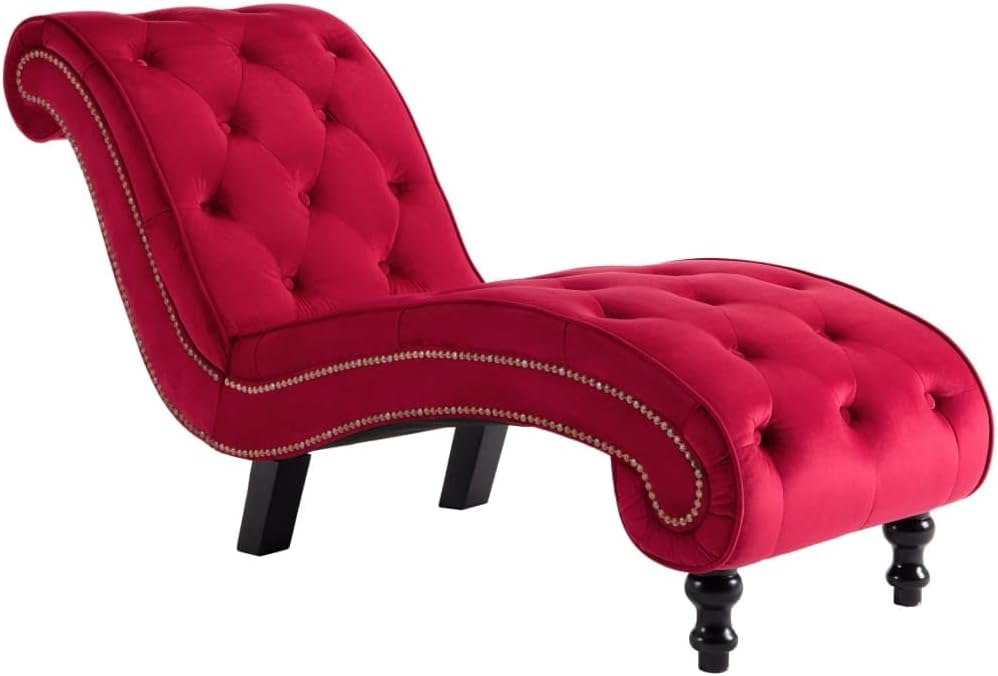 Lettino prendisole, Rosso, 145 × 52 × 77 cm, velluto, per giardino e terrazzo