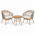 Set da giardino in rattan e metallo con sedie e tavolo rotondo