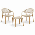 Set giardino con sedie e tavolino in legno e rattan PE beige
