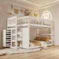 Letto a castello CelticHearth, 140 × 200 cm, 247 × 145 × 135,5 cm, Bianco, legno, per camera da letto