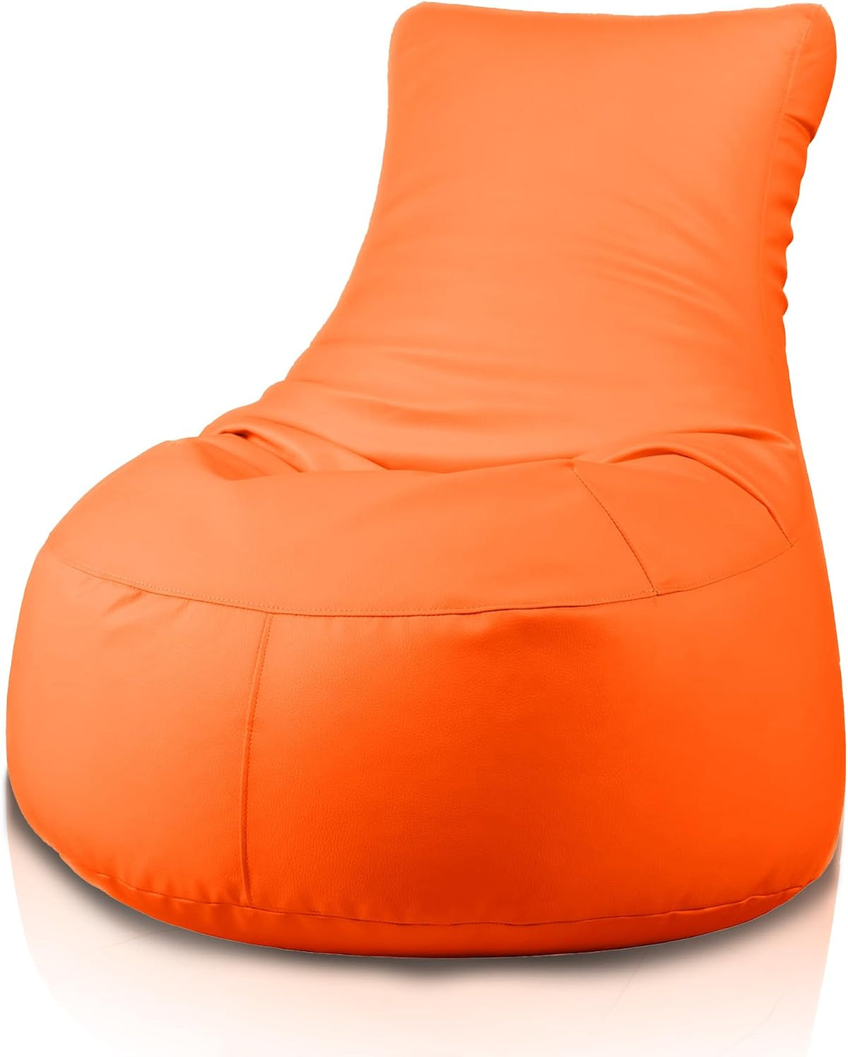 Pouf a sacco Bepouf, similpelle, Arancione, per soggiorno, Dimensione Grande 85x80
