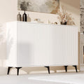 Credenza A ALFRESCOOL, 4 ante, 160 × 35 × 100 cm, metallo, Bianco, regolabile, per soggiorno e camera da letto