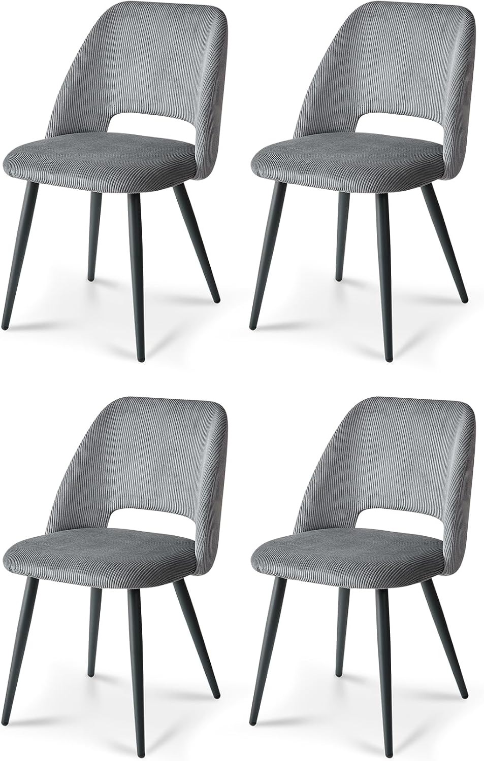 Set di sedie da pranzo GrandCA HOME, HOME 4, 42 × 43,5 × 80,5 cm, 4 sedie, Grigio, velluto, per camera da letto