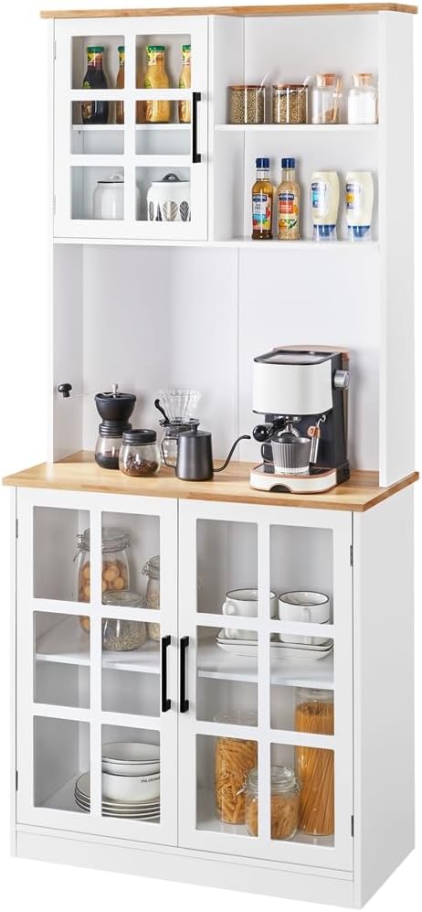 Yaheetech Credenza, 80 × 37 × 183 cm, legno, per soggiorno e sala da pranzo