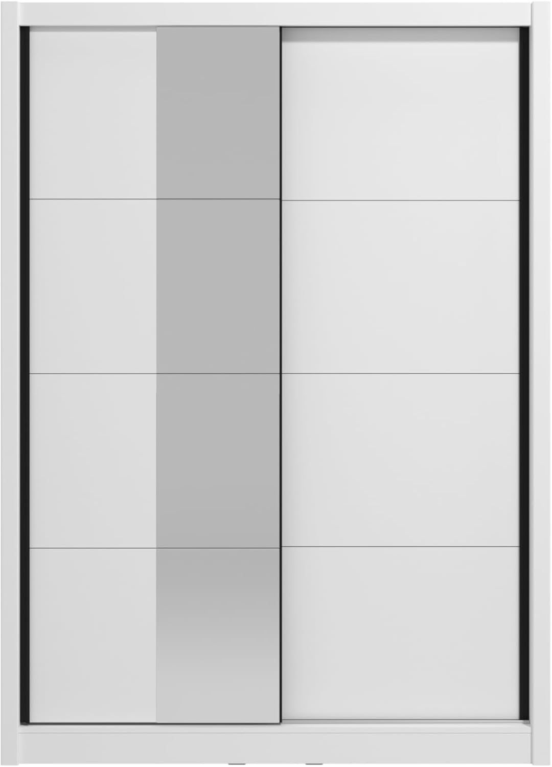 Armadio Arredo Stock, 2 ante, 155,2 × 59,8 × 215,7 cm, MDF, Bianco, con ante scorrevoli