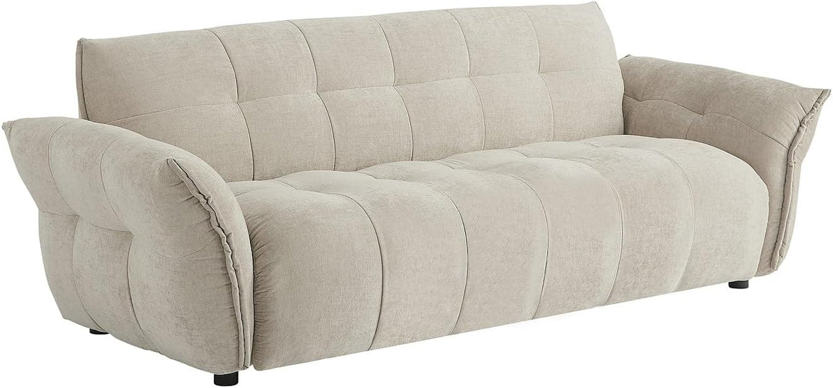 Vente-unique Divano, NAPIZO, 3 posti, 228 × 89 × 79 cm, Beige, tessuto, per soggiorno