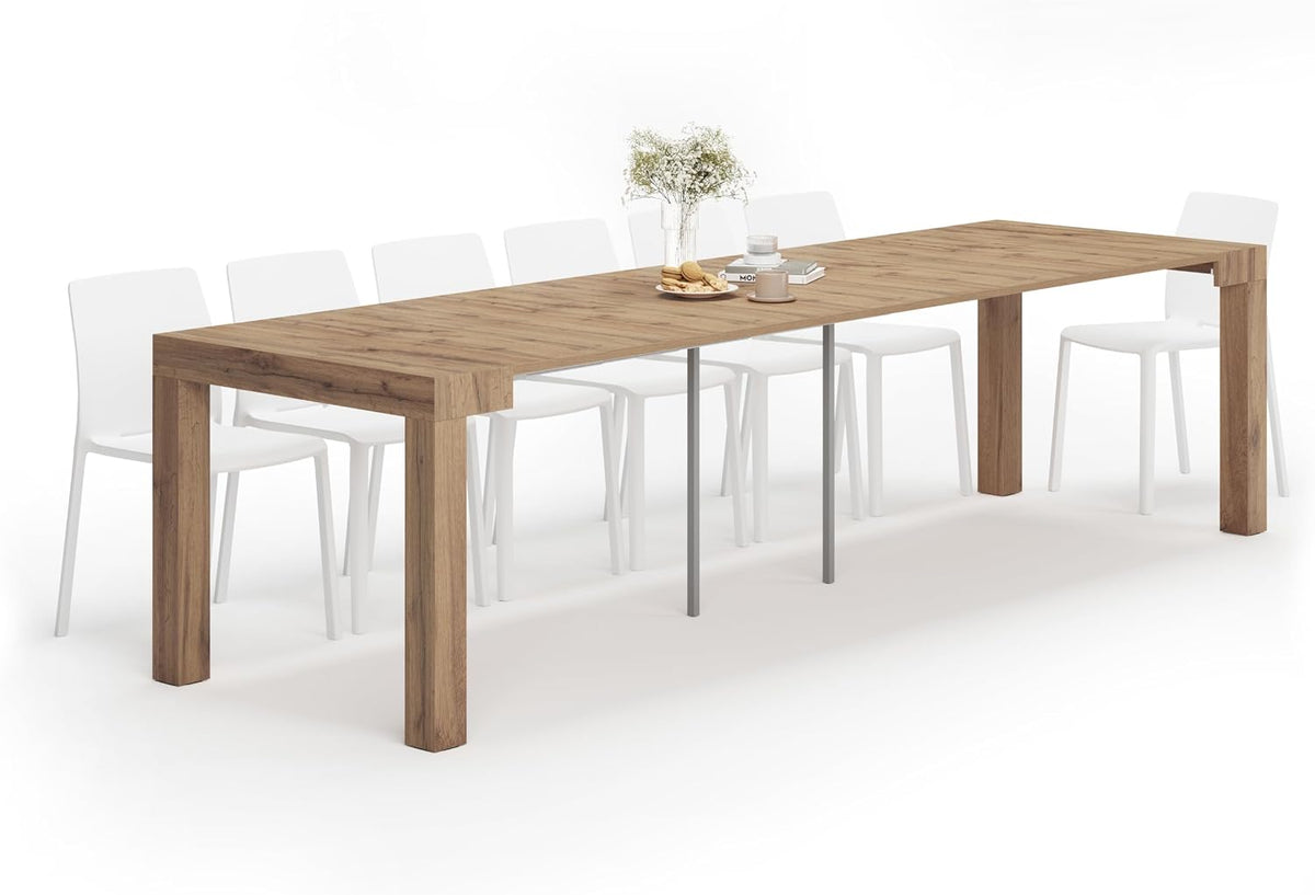 Tavolo allungabile Mobili Fiver, 14 posti, alluminio, Rovere, per sala da pranzo e cucina