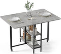 Mondeer Tavolo da pranzo, 2 ripiani, 120 × 80 × 75 cm, Grigio, pieghevole, per sala da pranzo e cucina