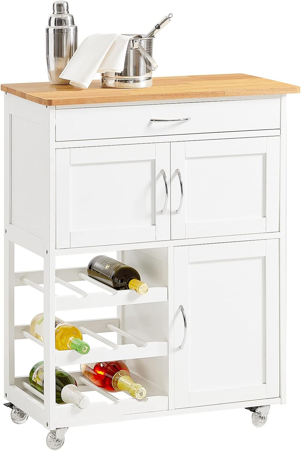 Credenza SoBuy, 67 × 86 × 38cm, legno, con ruote, per soggiorno e sala da pranzo
