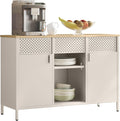 SONGMICS Credenza, LSC204LF01, Beige/Rovere/Naturale, 40 × 110 × 76 cm, acciaio, metallo, regolabile, per soggiorno