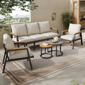 Set da pranzo da giardino Idemon, 3 posti, 2 poltrone, legno, acciaio, Grigio, per giardino e terrazzo