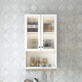 Hltdzer Vetrina pensile, 80 × 30 × 97 cm, Bianco, legno, vetro, regolabile, per bagno