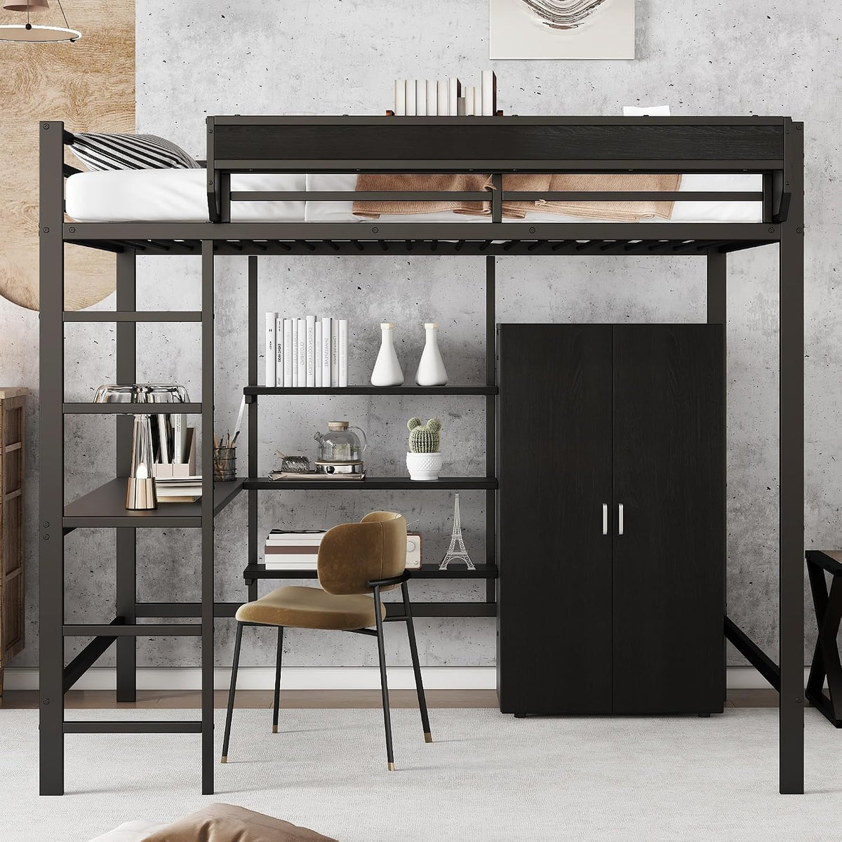 Letto a soppalco Azkoeesy, matrimoniale, 140 × 200 cm, per camera da letto