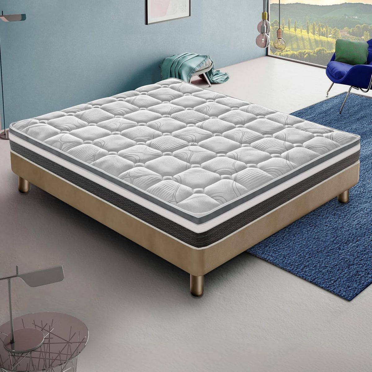 Materasso materassi e doghe, 160 × 200 cm, matrimoniale, memory foam, ortopedico, per camera da letto