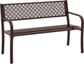 COSTWAY Panca, 3 posti, 127 × 59 × 82 cm, Bronzo, metallo, con braccioli, per giardino e terrazzo
