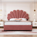 Letto MSMOK, 203 × 140 × 119 cm, velluto, tessuto, Rosa, regolabile, con rete a doghe, imbottito, per camera da letto