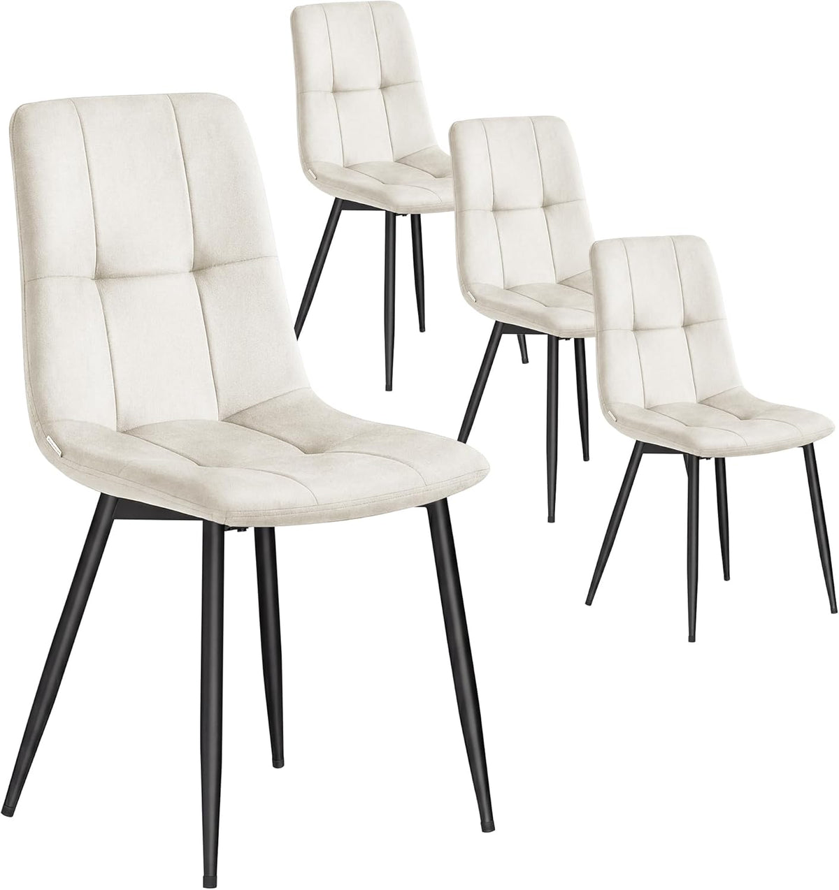 Sedia VASAGLE KDC080LH01, velluto, Beige, regolabile, per sala da pranzo e cucina, Sedie da Cucina Imbottite con Piedini Regolabili