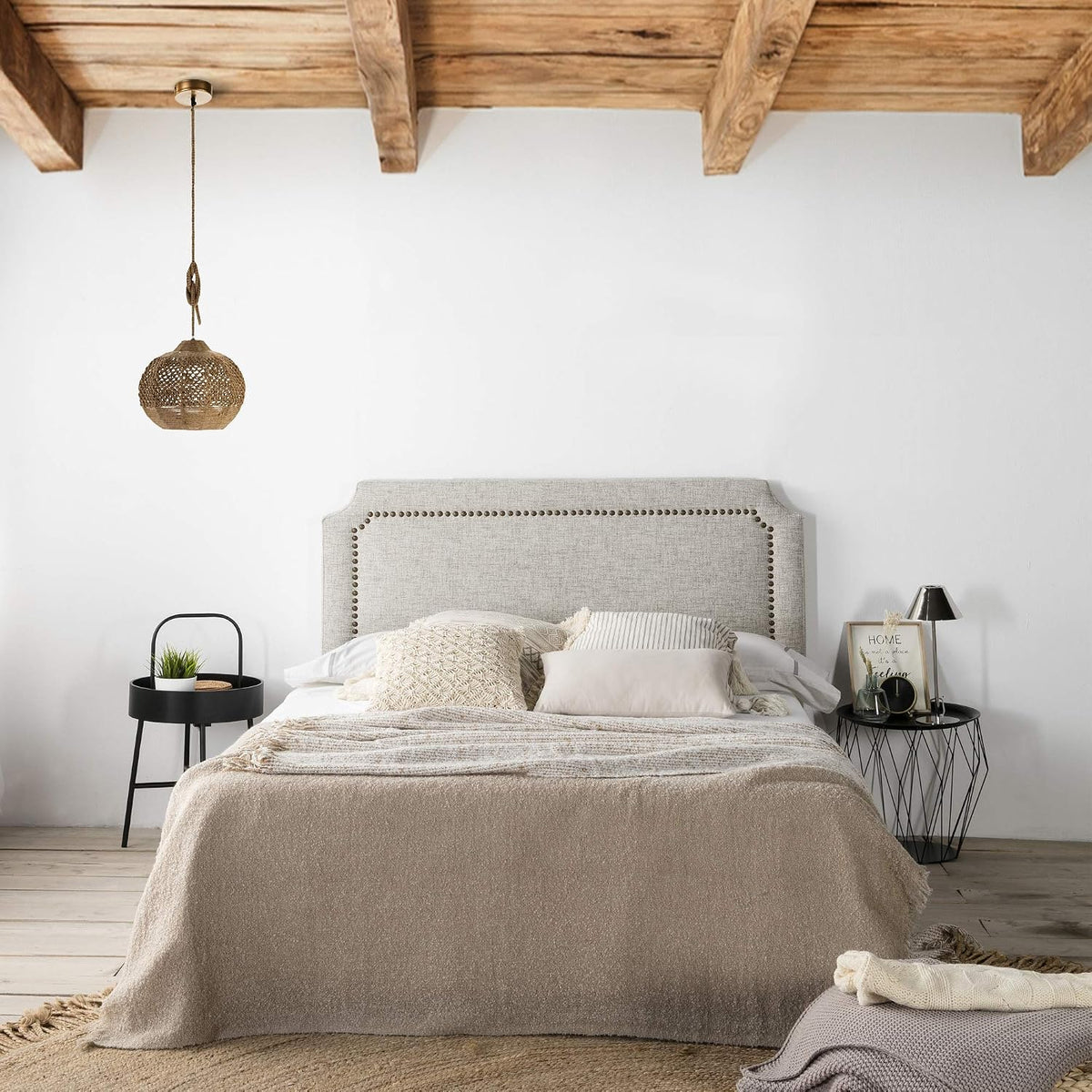 Testiera marcKonfort, 160 × 60 cm, Grigio/Marrone, legno