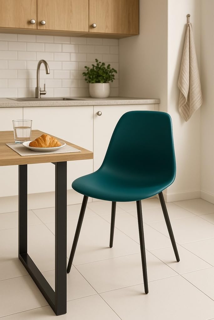 Set di sedie da pranzo Meyvaser.com Ecommerce Company, 4 sedie, Blu/Nero, tessuto, per sala da pranzo e cucina