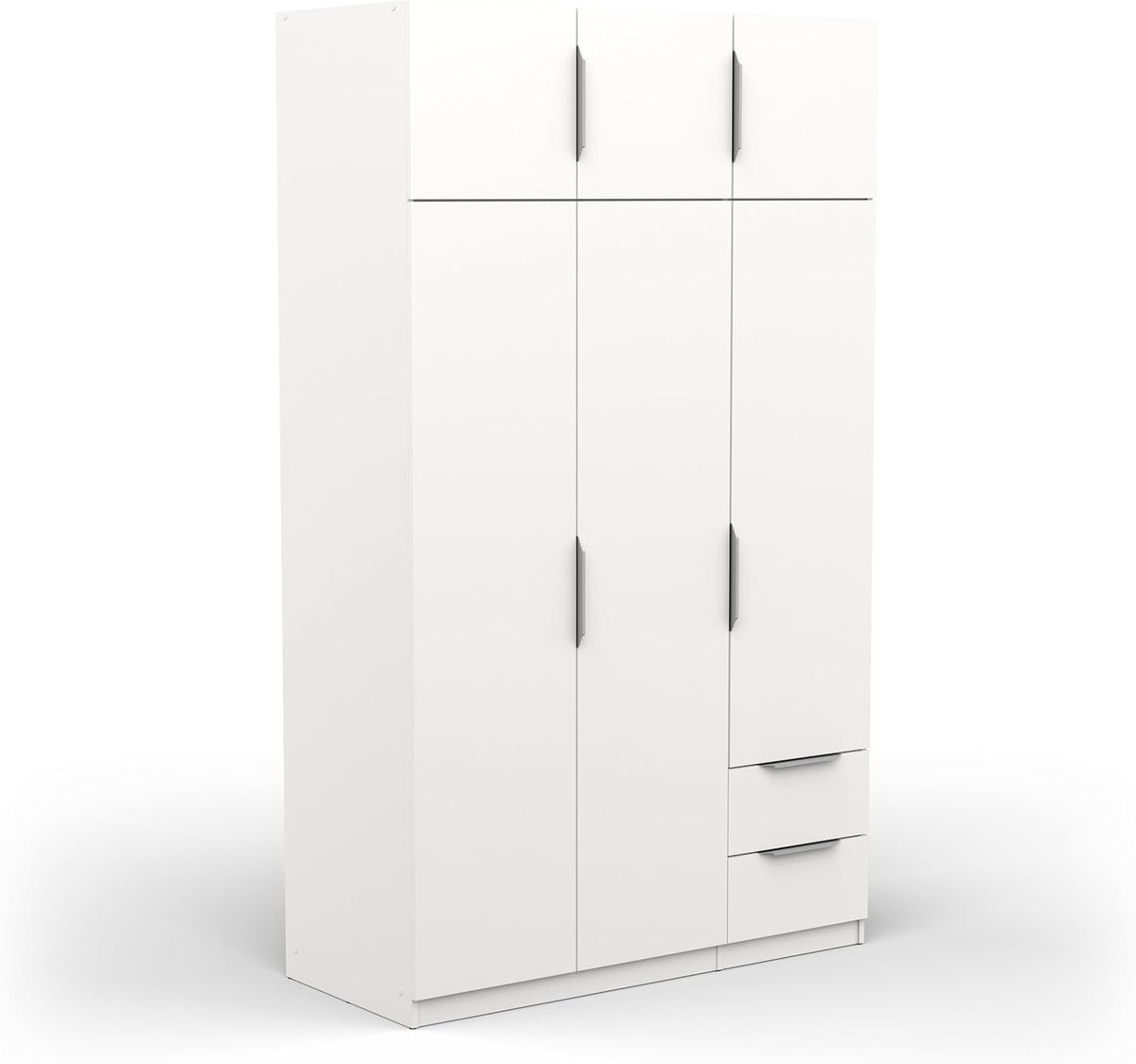 Demeyere Armadio guardaroba, 6 ante, 5 ripiani, 2 cassetti, 119,4 × 51,1 × 203 cm, Bianco/Grigio, legno, per camera da letto