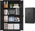 SONGMICS Armadio, OMC020BD01, regolabile, 80 × 40 × 140 cm, 2 ante, 3 ripiani, Nero, acciaio, metallo, per ufficio