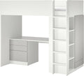 Letto a soppalco, 2 ripiani, Grigio/Bianco, 90 × 200 cm, per camera da letto
